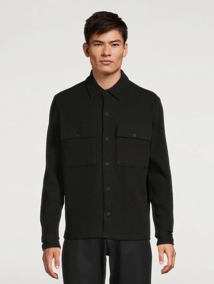 VINCE Chunky Waffle Shirt Jacket