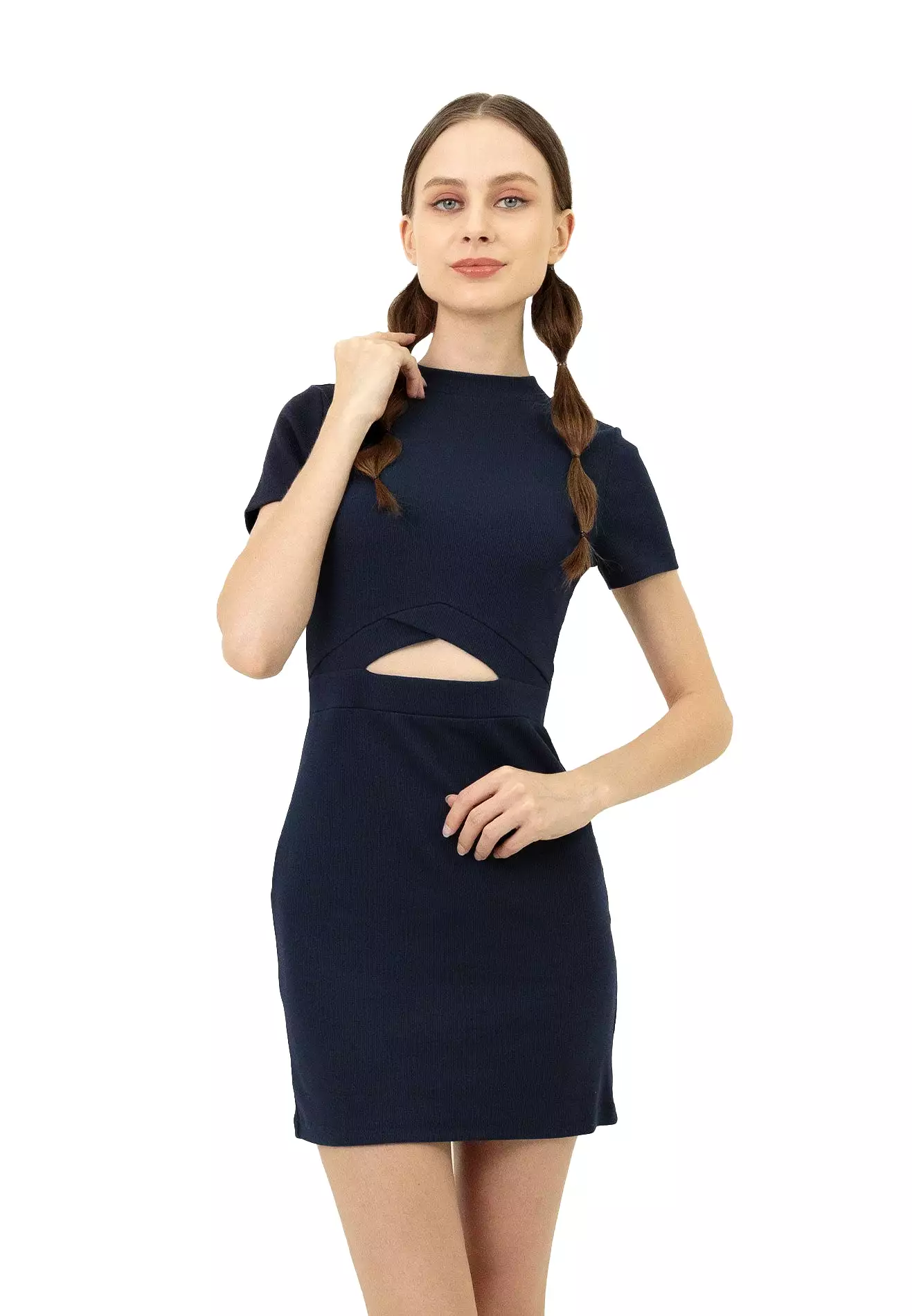 VOIR JEANS Cut-Out Knit Day Dress