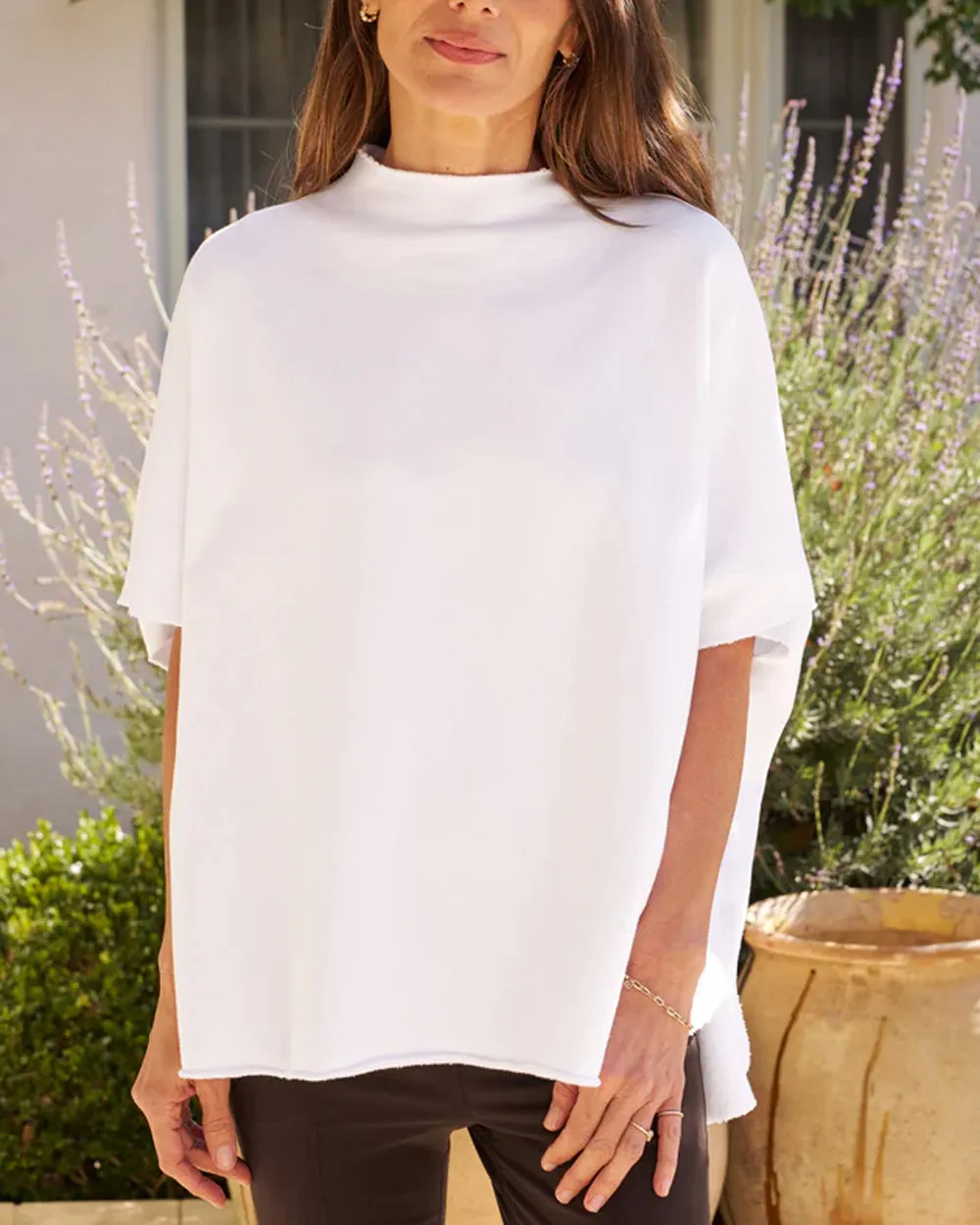 White Audrey Funnel Neck Capelet