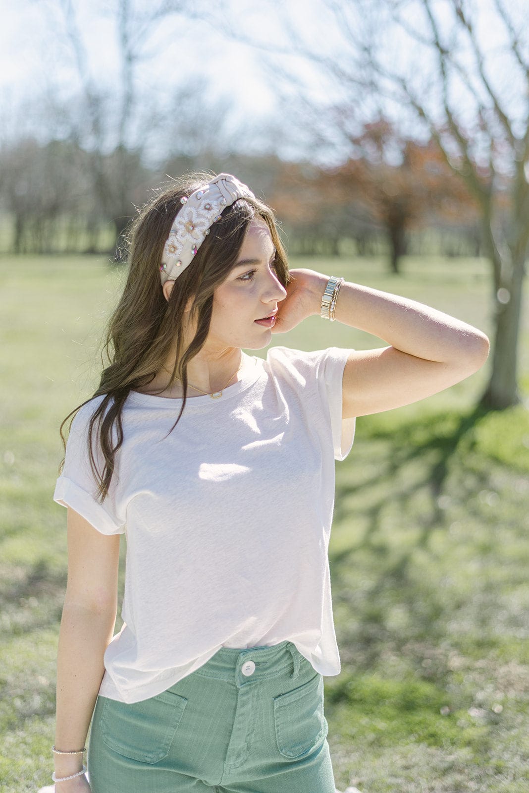 White Short Sleeve Linen Tee