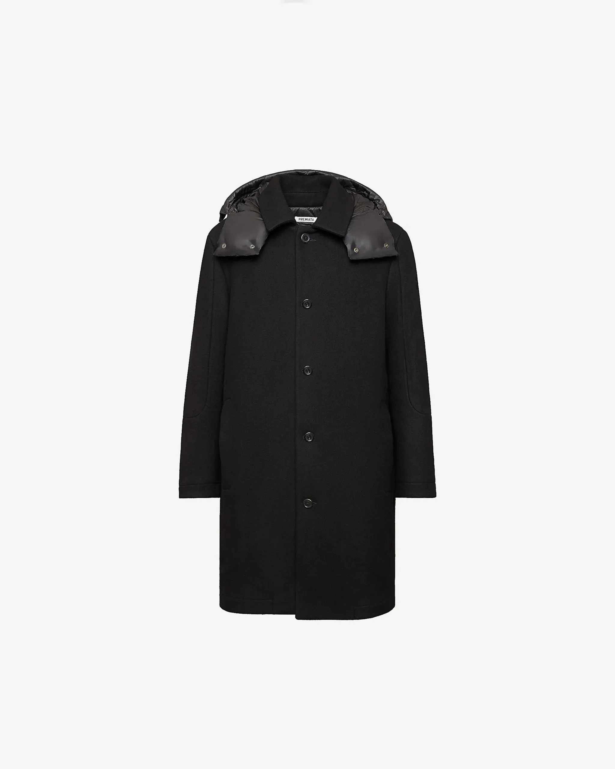 Wool Coat with Nylon Details Black PR400100