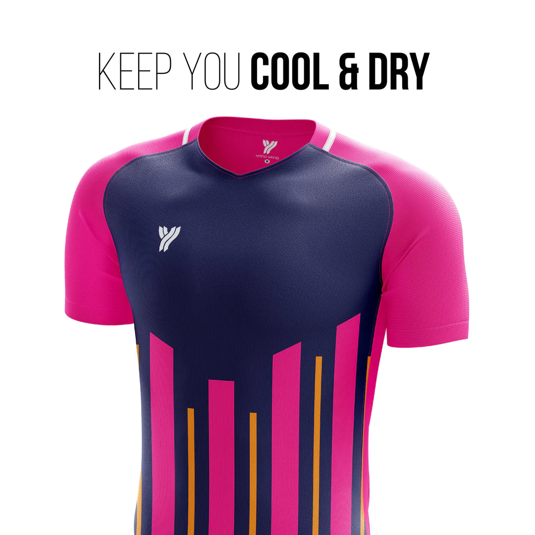 Young Super Dri Polyester Round Neck Badminton T-Shirts | Navy/Pink