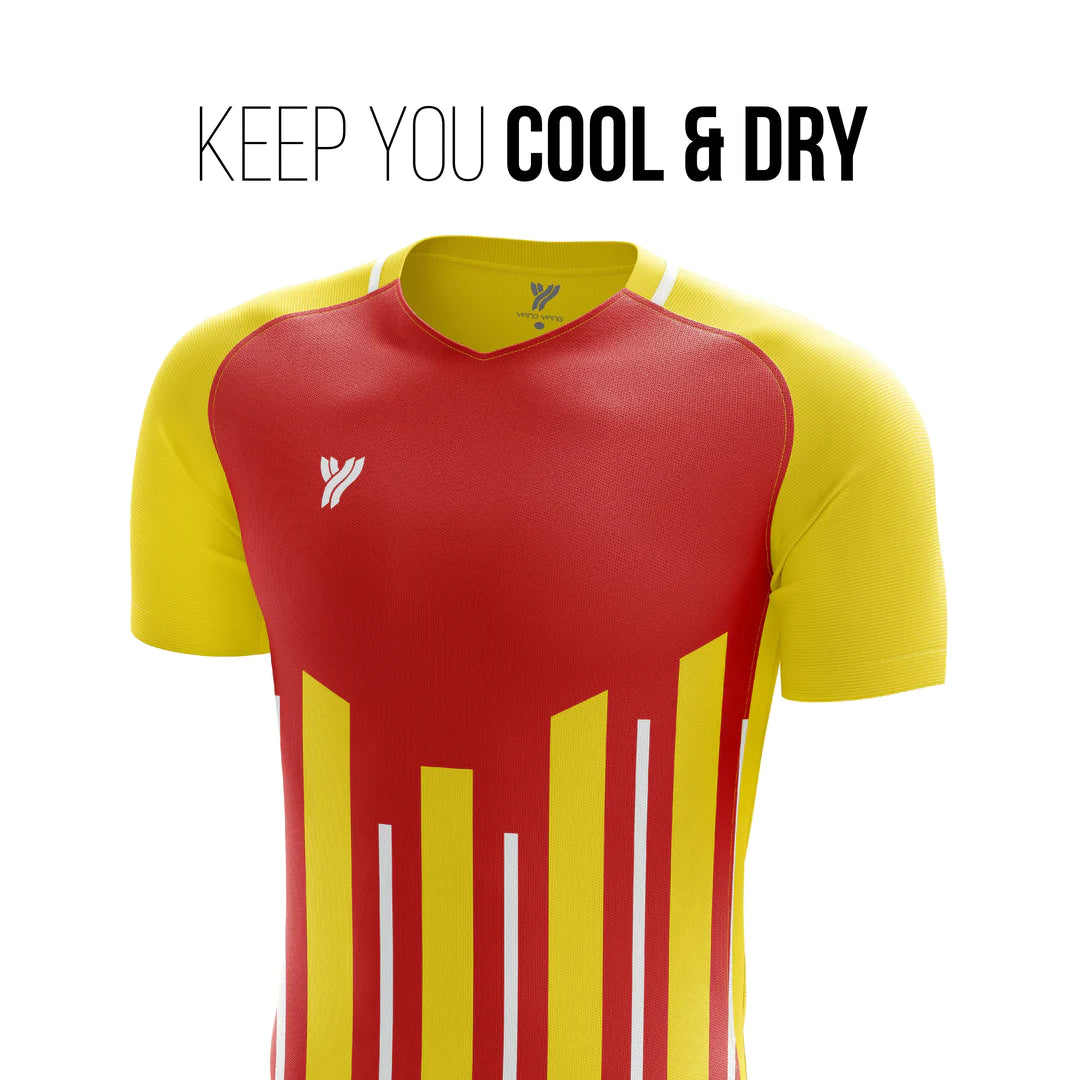 Young Super Dri Polyester Round Neck Badminton T-Shirts | Red/Yellow