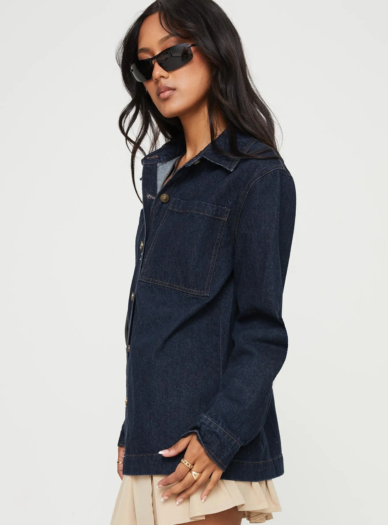 Zephee Denim Shacket Dark Wash